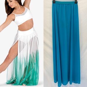 BLUE BALLET 🩰 LONG DANCE SKIRT SLITTED S